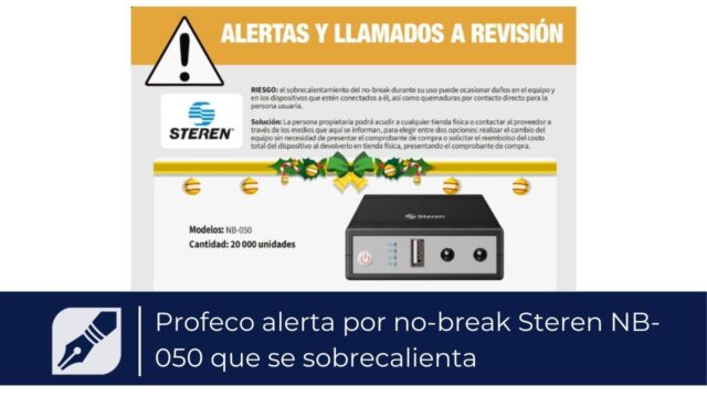Profeco alerta por no-break Steren NB-050 que se sobrecalienta