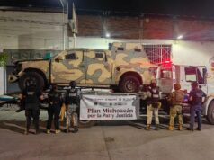 Guardia Civil asegura dos vehículos con blindaje improvisado durante cateo en Parácuaro
