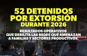 Estrategia “Cancela la Extorsión” logra la detención de 52 personas en 2026