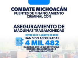 Combate Michoacán financiamiento criminal con aseguramiento de tragamonedas