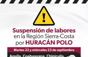 Se suspenden clases en 7 municipios de la Región Sierra Costa por huracán «Polo»