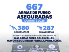 Golpe al crimen en Michoacán; aseguradas 667 armas de fuego en operativos